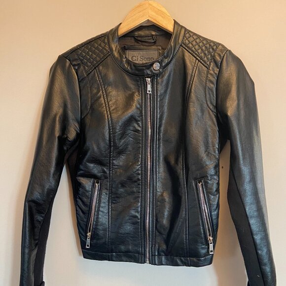 Faux Leather Motorcycle Jacket - Picture 1 of 4